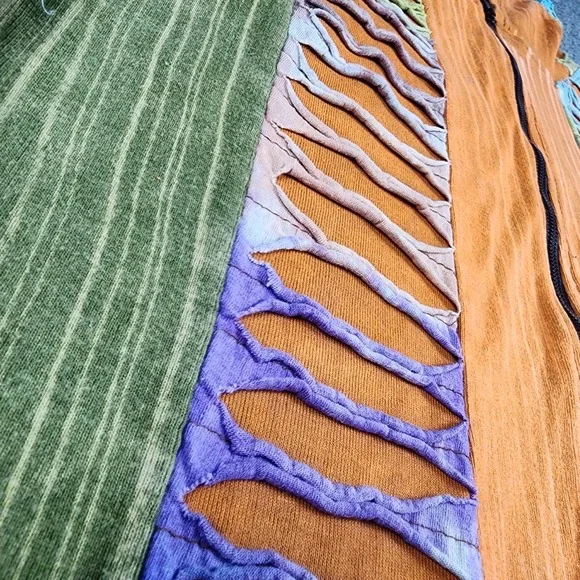 Rising International Hoodie XL Nepal Hippie Boho TieDye‎  Jacket Art To Wear - Picture 3 of 10